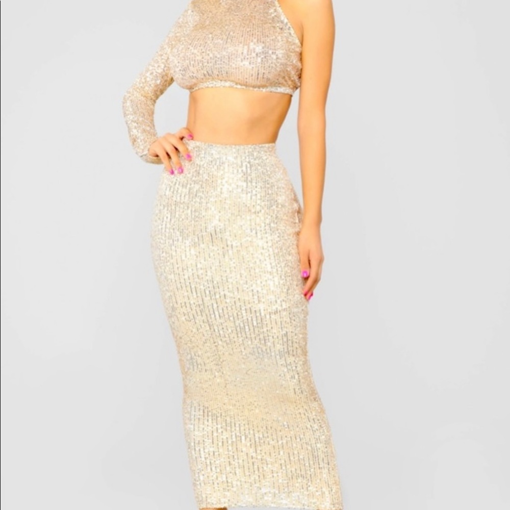 Sequin maxi skirt set